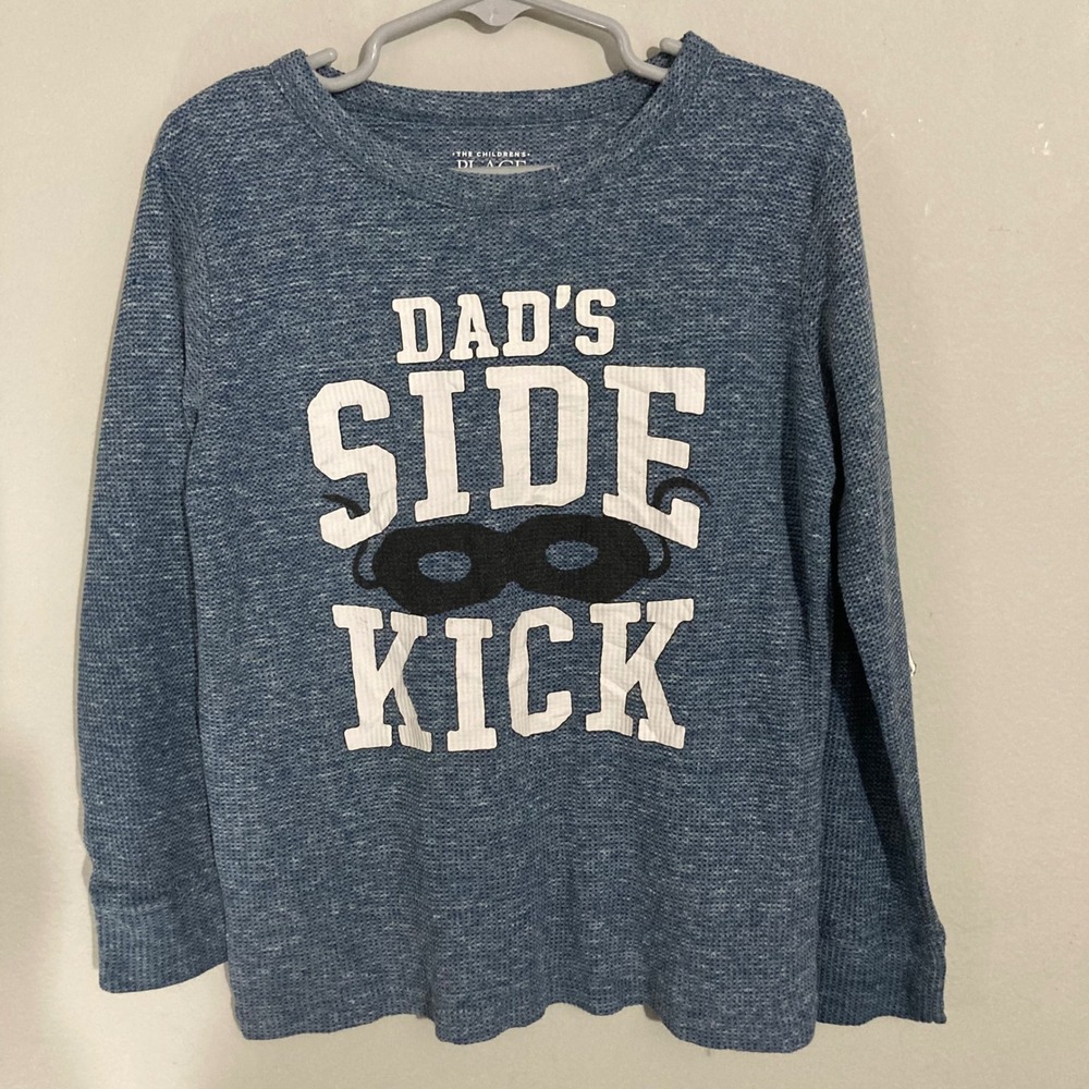 The Children's Place Graphic Tee Boys 5T Blue Good Dad's Sidekick Waffle Shirt